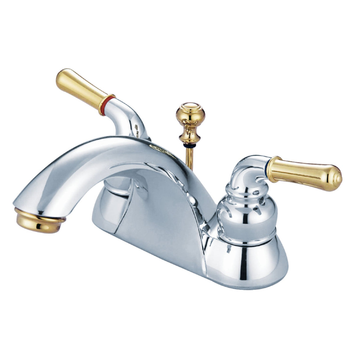 Naples Double-Handle 4" Centerset Bathroom Faucet with Pop-Up Drain in Polished Chrome/Polished Brass