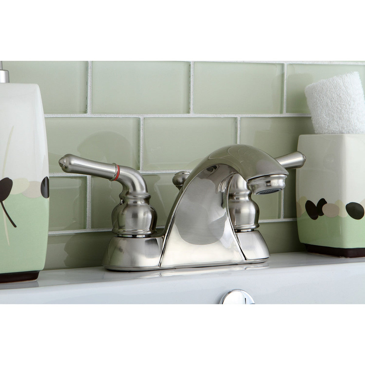 Naples Double-Handle 4" Centerset Bathroom Faucet with Pop-Up Drain in Brushed Nickel