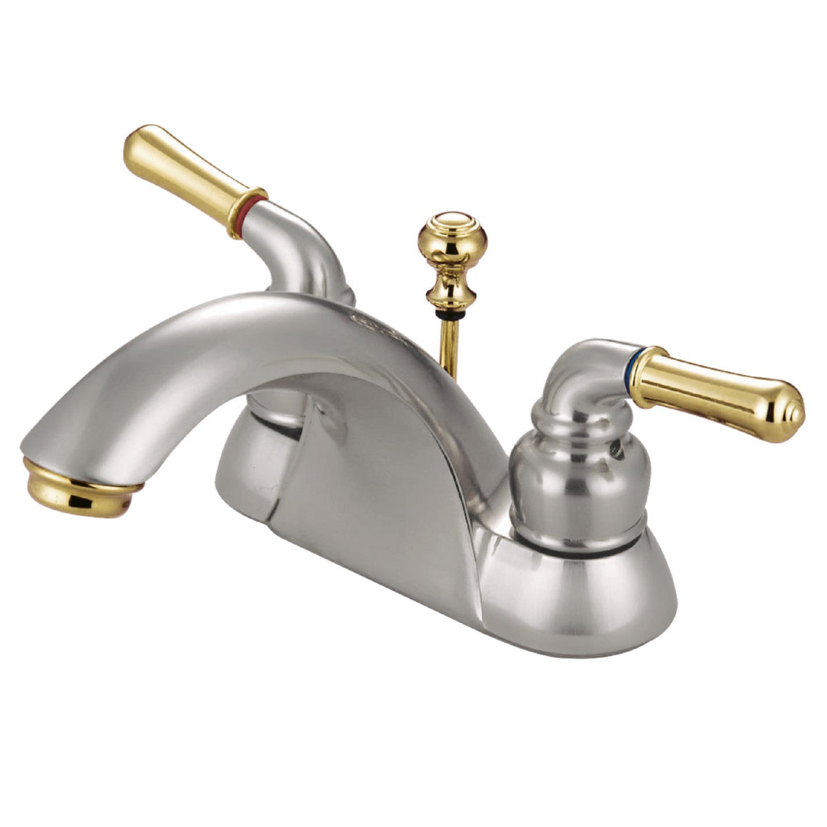 Naples Double-Handle 4" Centerset Bathroom Faucet with Pop-Up Drain in Brushed Nickel/Polished Brass