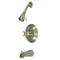 Kingston Brass Metropolitan Single-Handle Pressure Balanced Tub and Shower Faucet, Brushed Nickel/Polished Brass (KB2639BX)