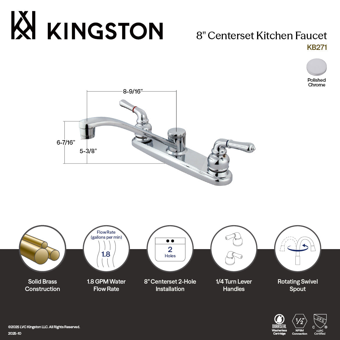 Magellan Double-Handle 8" Centerset Kitchen Faucet in Polished Chrome