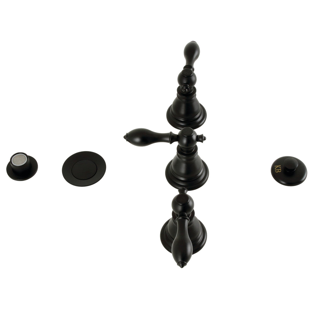 American Classic Three-Handle Bidet Faucet with Brass Pop-Up in Matte Black