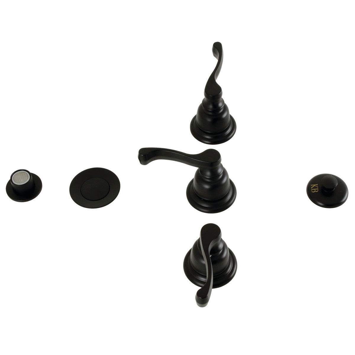 Royale Three-Handle Bidet Faucet with Brass Pop-Up in Matte Black