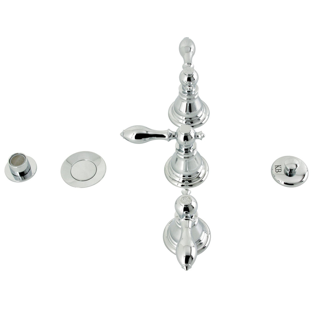 American Classic Three-Handle Bidet Faucet with Brass Pop-Up in Polished Chrome