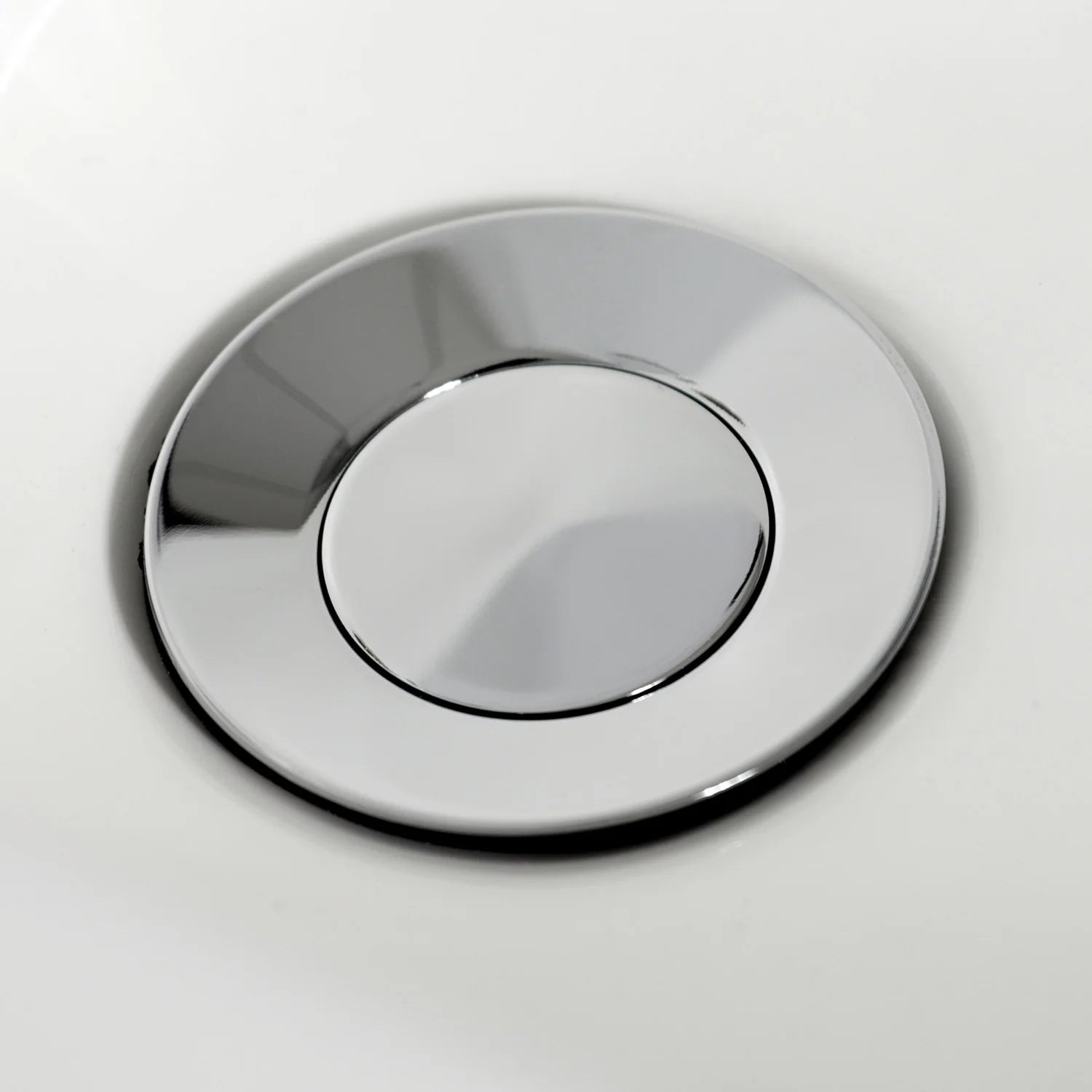 Polished chrome bidet faucet escutcheon cover plate with central round trim