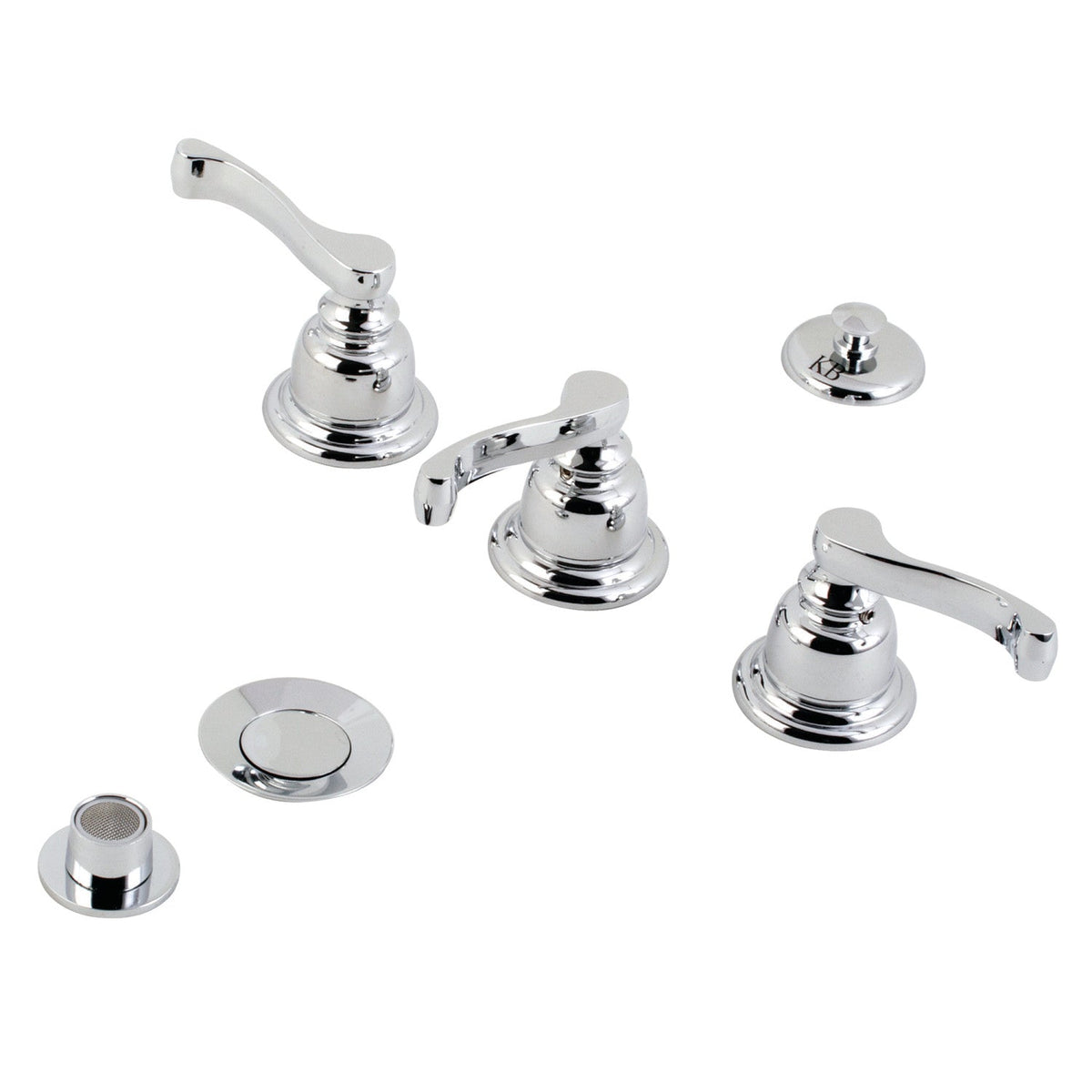 Royale Three-Handle Bidet Faucet with Brass Pop-Up in Polished Chrome