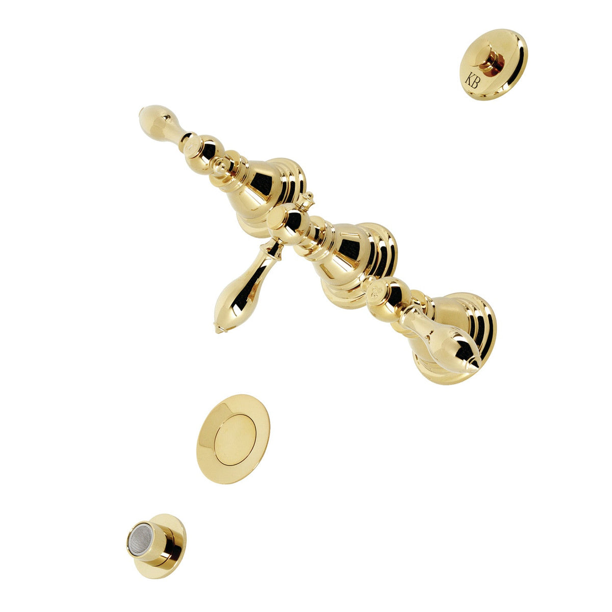 American Classic Three-Handle Bidet Faucet with Brass Pop-Up in Polished Brass