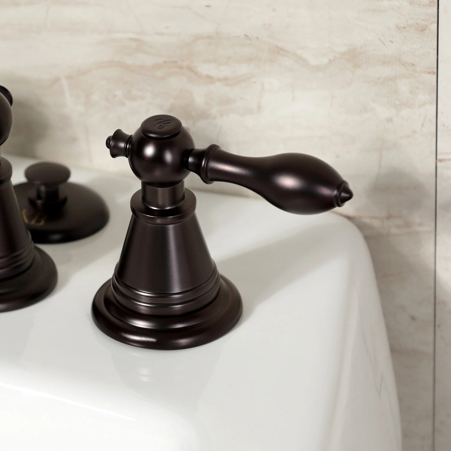Oil-rubbed bronze Victorian-style bidet faucet with side lever handle