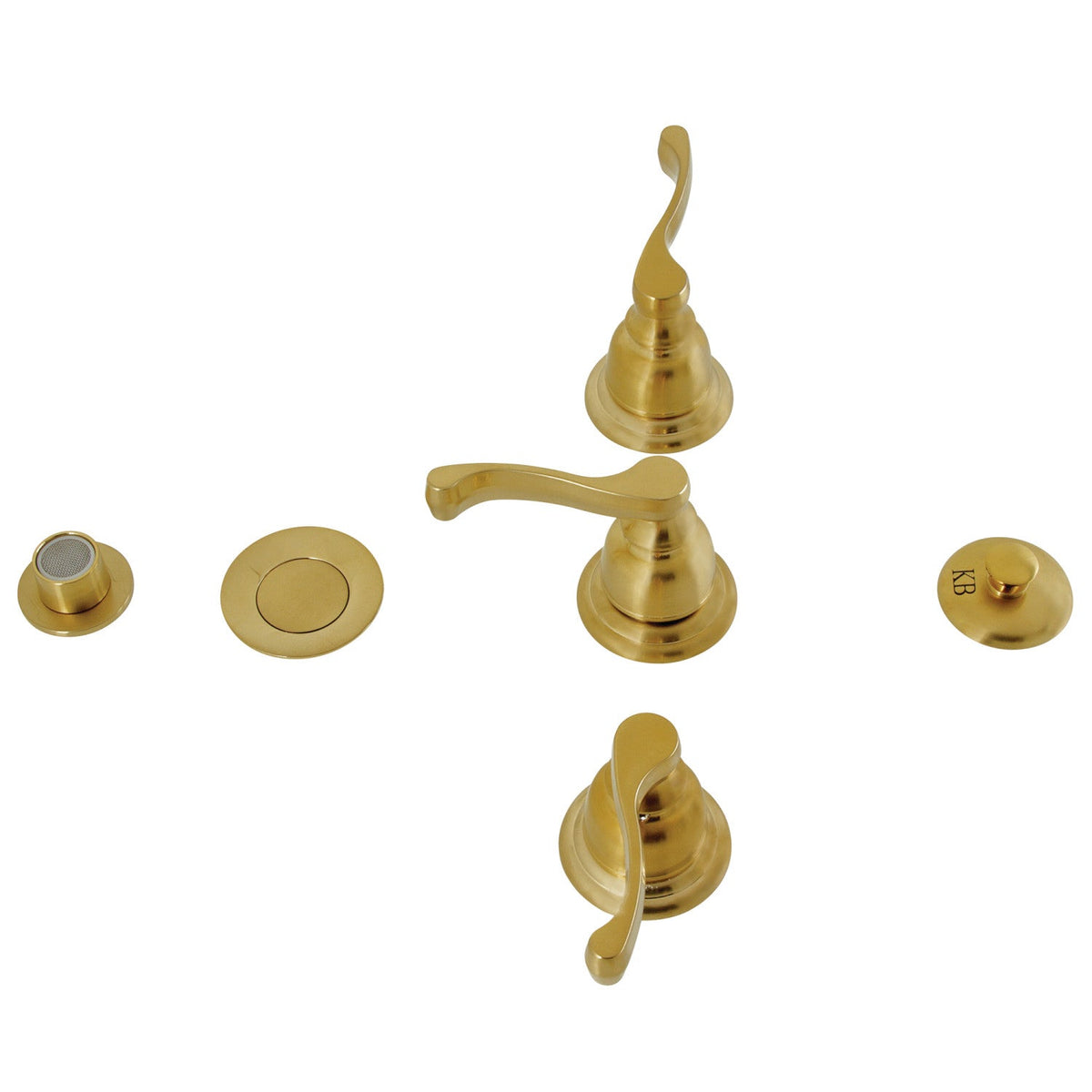 Royale Three-Handle Bidet Faucet with Brass Pop-Up in Brushed Brass