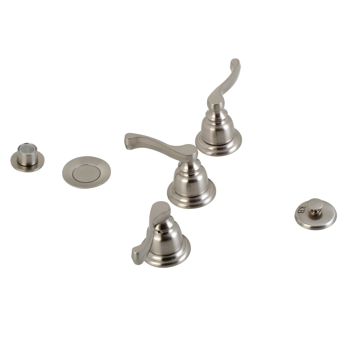 Royale Three-Handle Bidet Faucet with Brass Pop-Up in Brushed Nickel