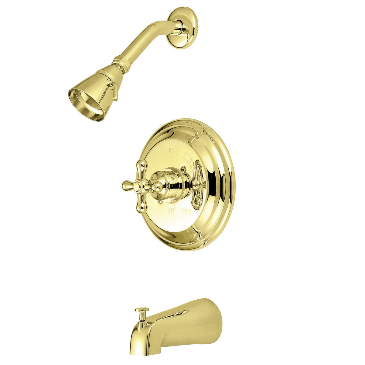 Restoration Single-Handle Pressure Balanced Tub and Shower Faucet in Polished Brass