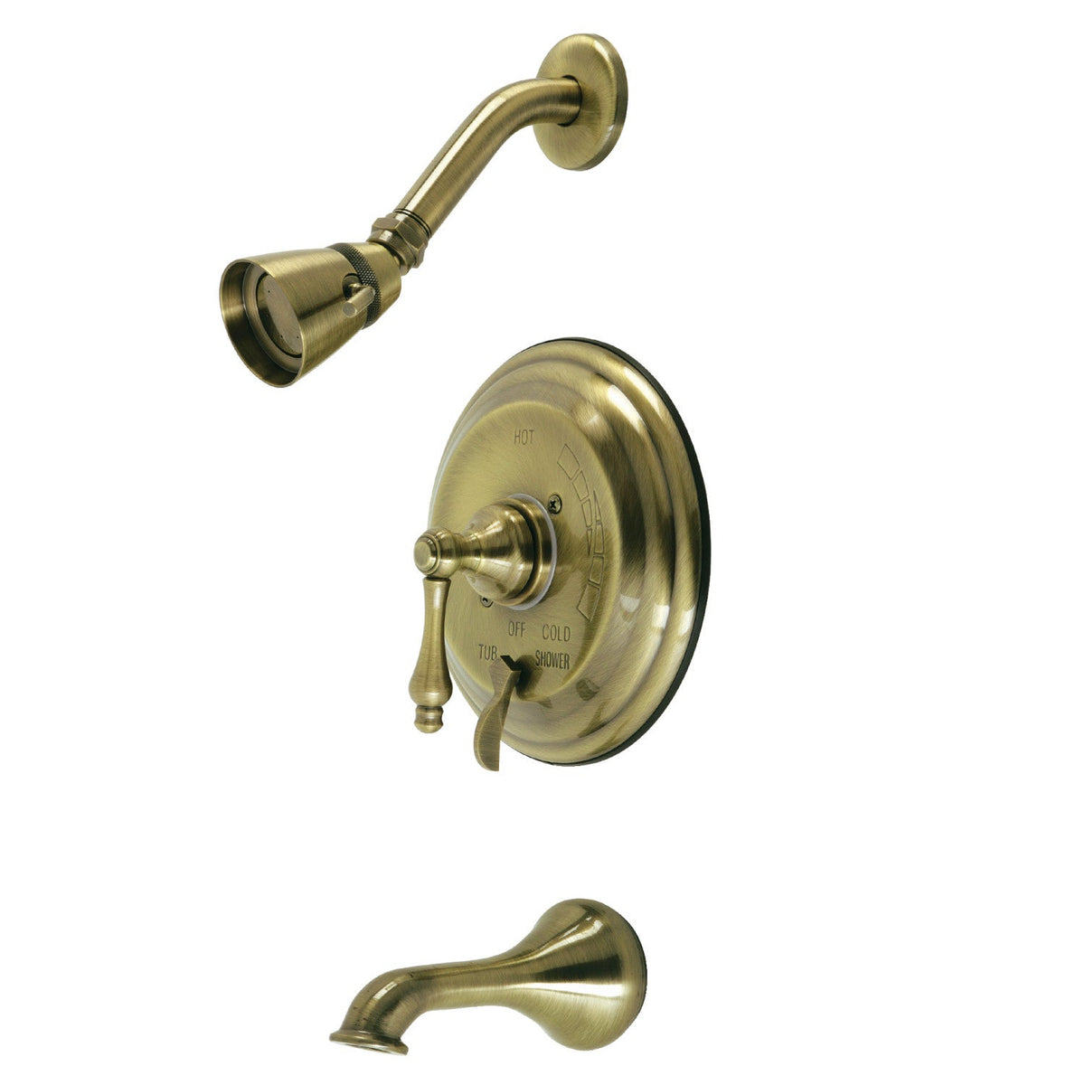 Restoration Single-Handle Pressure Balanced Tub and Shower Faucet in Antique Brass