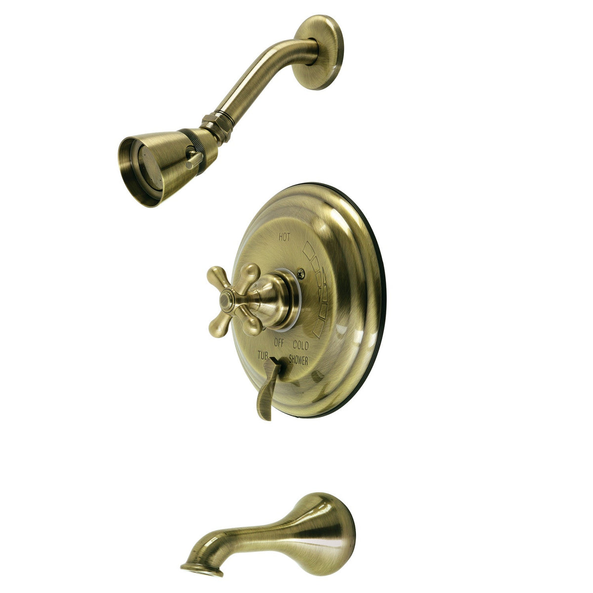 Restoration Single-Handle Pressure Balanced Tub and Shower Faucet in Antique Brass