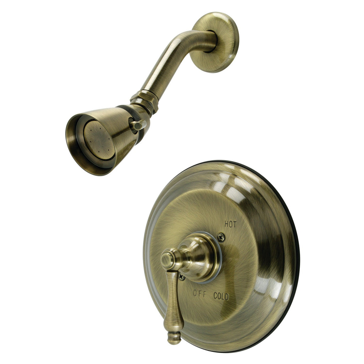 Restoration Single-Handle Pressure Balanced Shower Faucet in Antique Brass