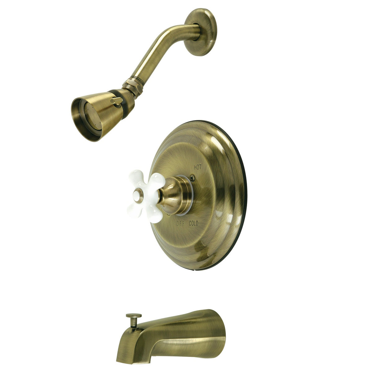 Restoration Single-Handle Pressure Balanced Tub and Shower Faucet in Antique Brass