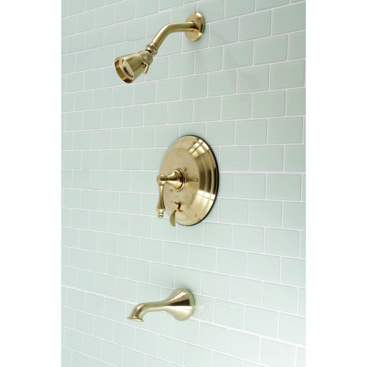 Restoration Single-Handle Pressure Balanced Tub and Shower Faucet in Brushed Brass