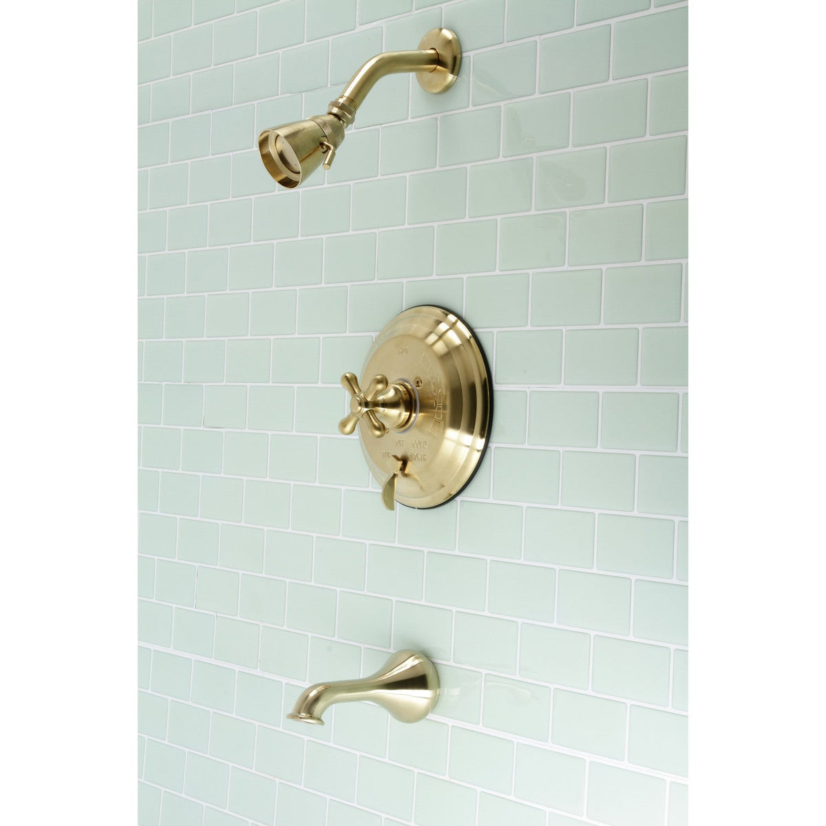 Restoration Single-Handle Pressure Balanced Tub and Shower Faucet in Brushed Brass