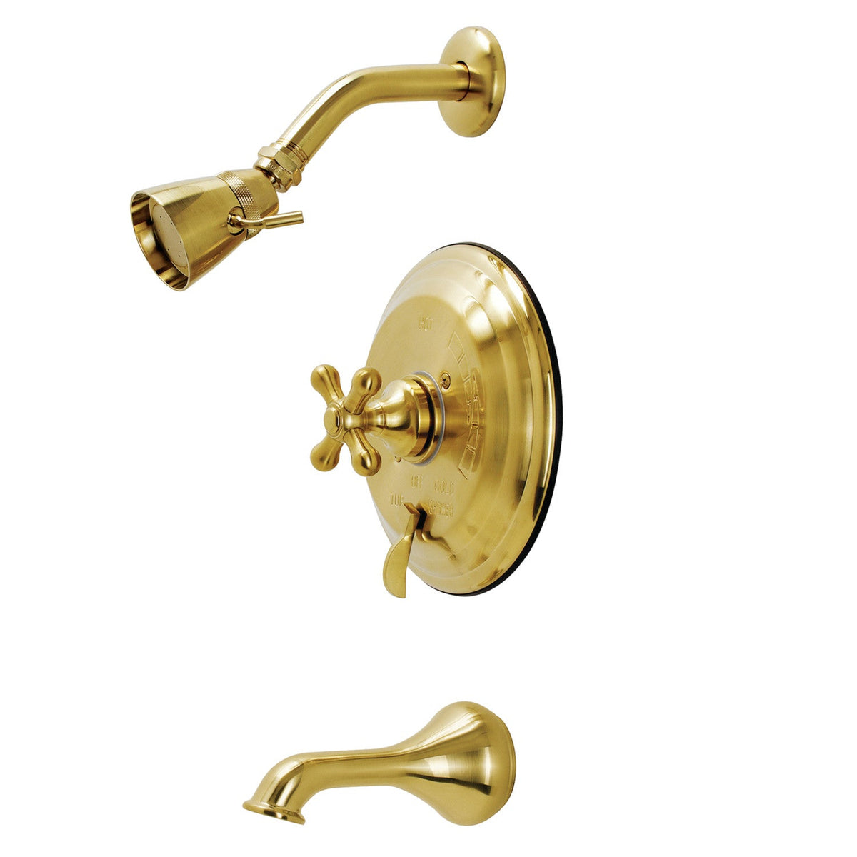 Restoration Single-Handle Pressure Balanced Tub and Shower Faucet in Brushed Brass