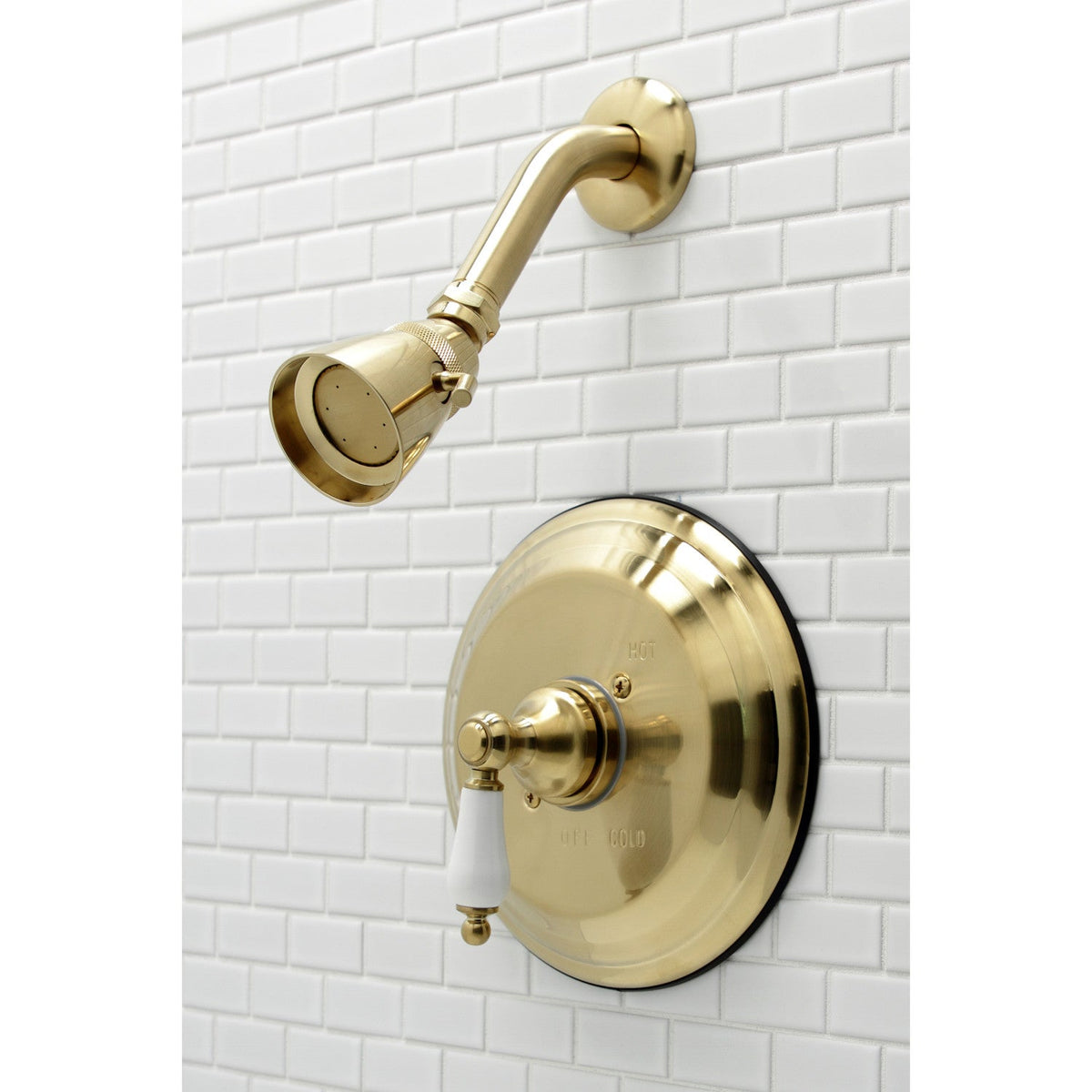 Restoration Single-Handle Pressure Balanced Shower Faucet in Brushed Brass