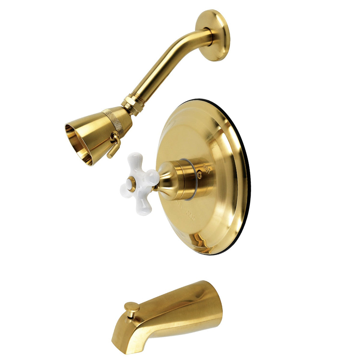 Restoration Single-Handle Pressure Balanced Tub and Shower Faucet in Brushed Brass