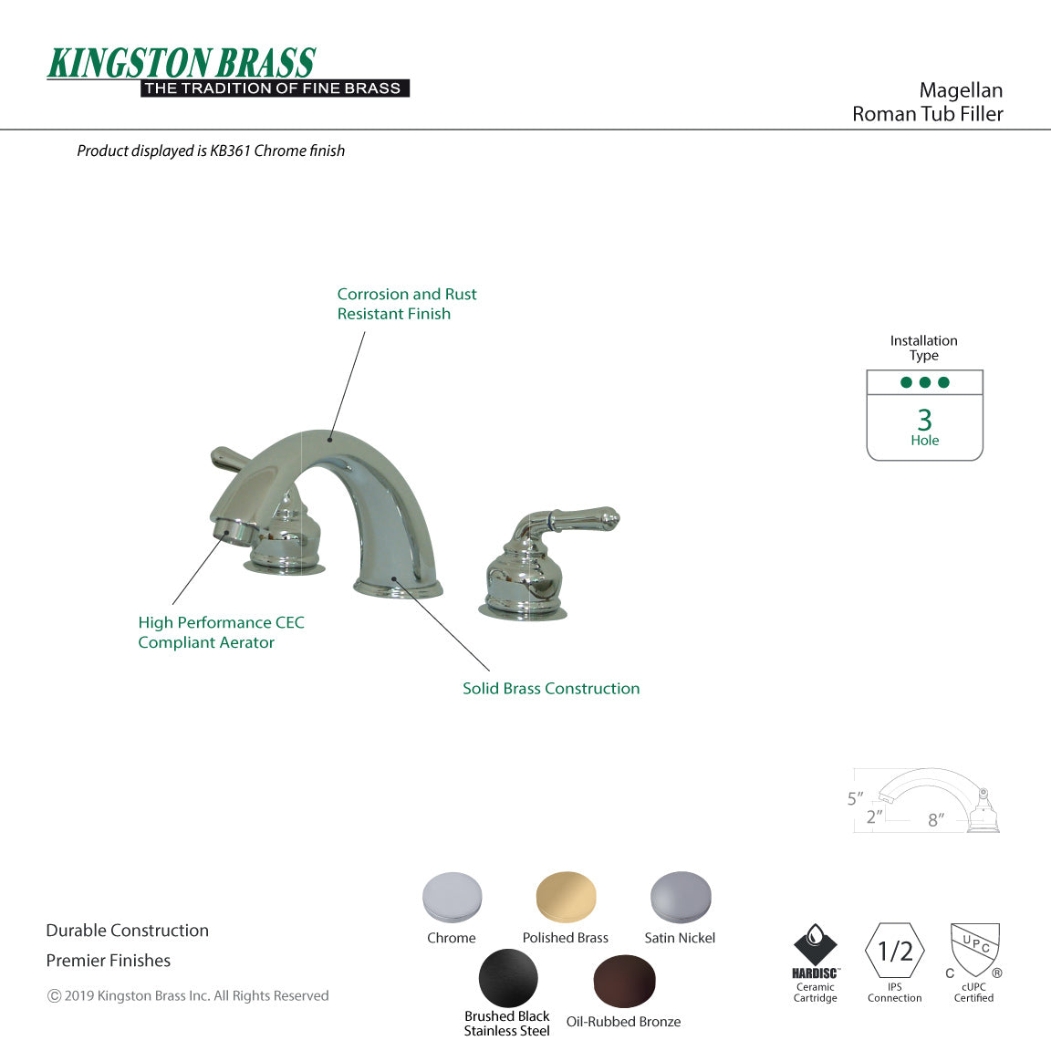 Magellan Two-Handle Deck Mount Roman Tub Faucet in Oil Rubbed Bronze