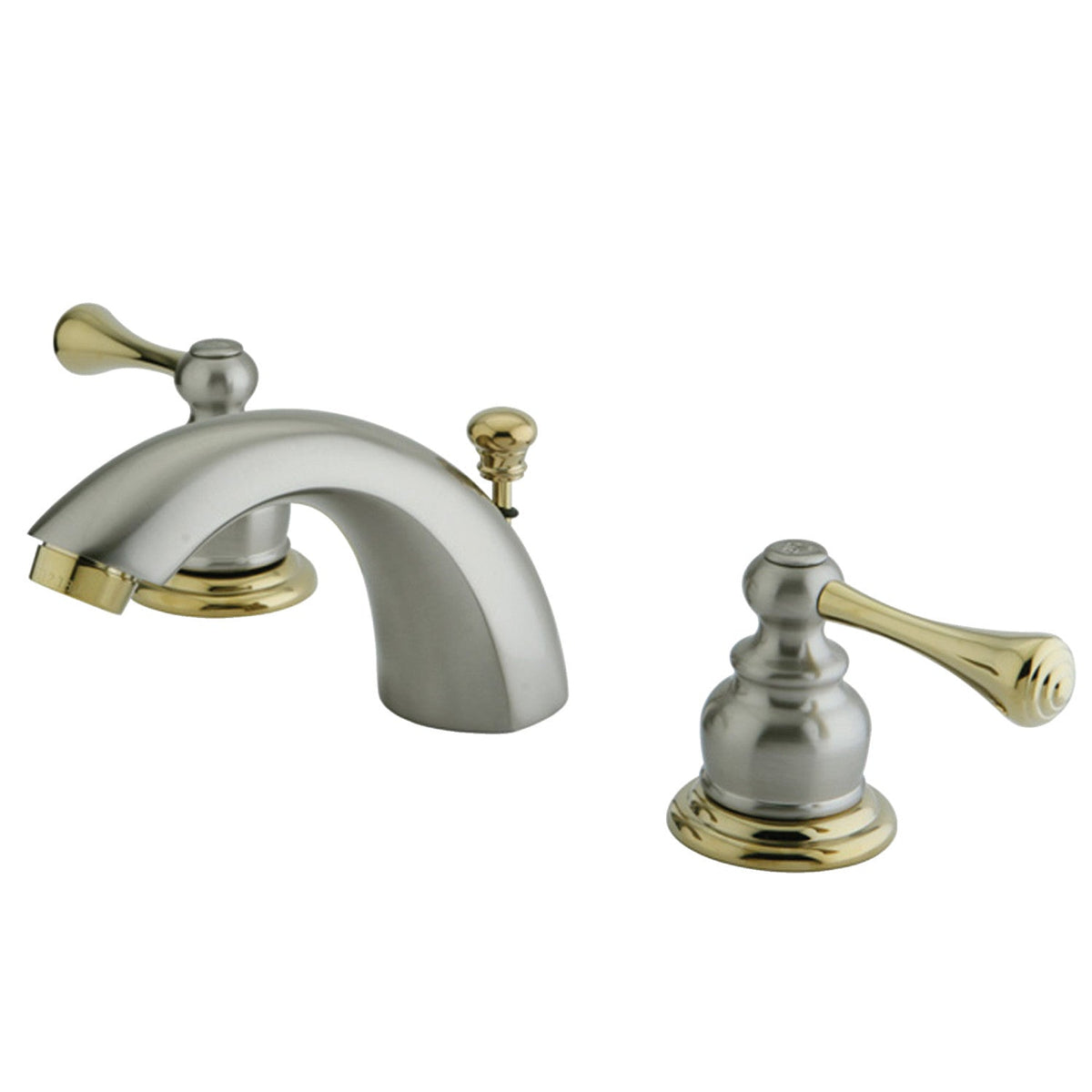 Vintage Mini-Widespread Bathroom Faucet with Pop-Up Drain in Brushed Nickel/Polished Brass