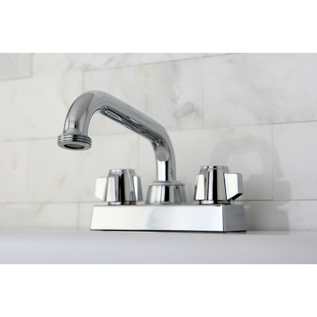 Traditional Double-Handle 2-Hole Deck Mount Laundry Faucet in Polished Chrome