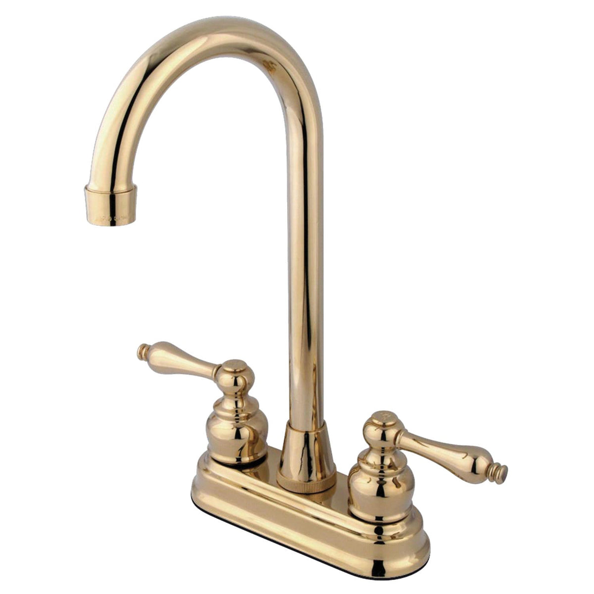 Victorian Double-Handle 4" Centerset High-Arc Bar Faucet in Polished Brass