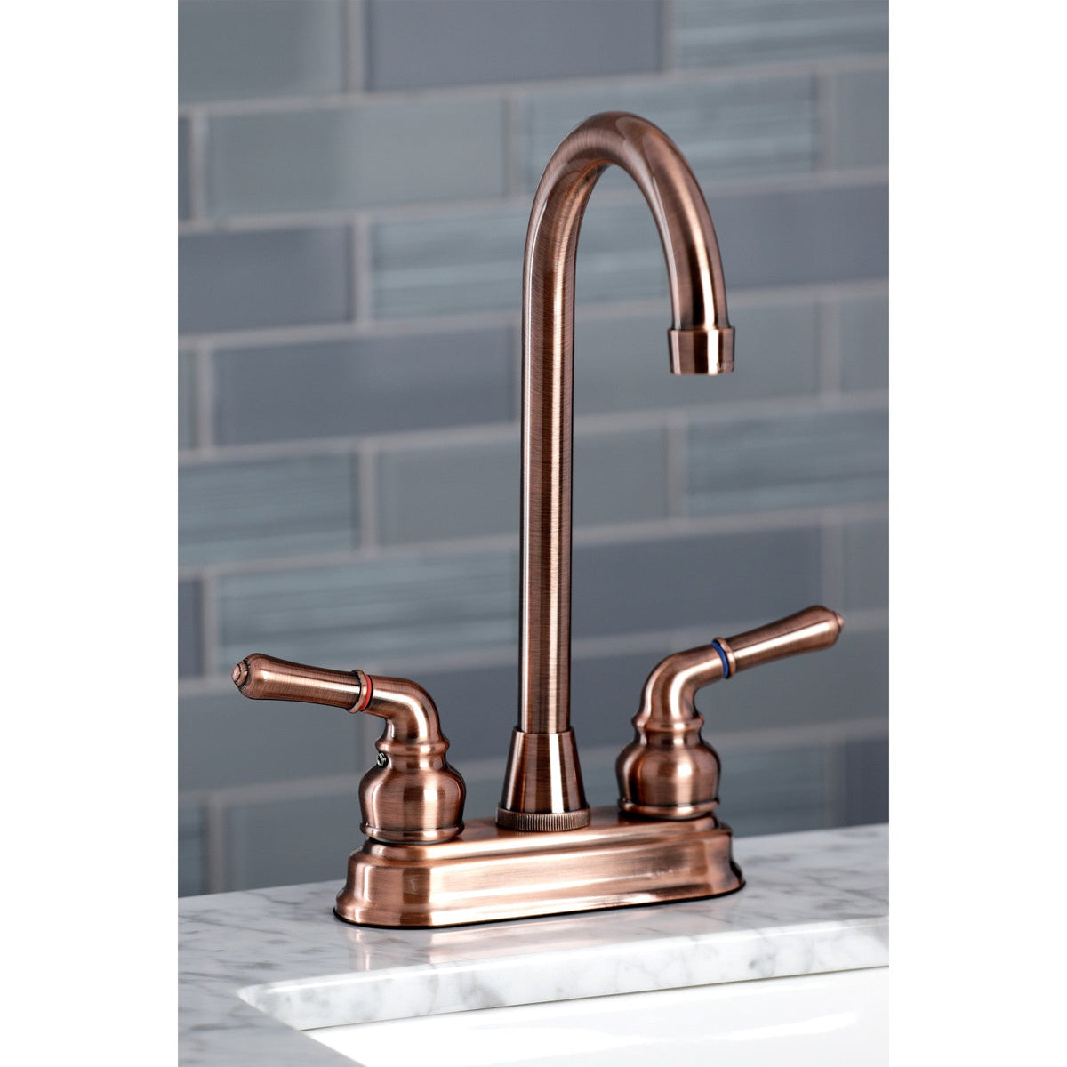 Magellan Double-Handle 4" Centerset Bar Faucet in Antique Copper