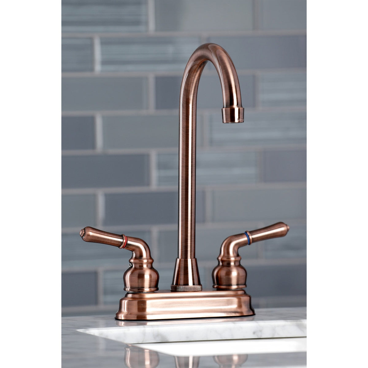 Magellan Double-Handle 4" Centerset Bar Faucet in Antique Copper