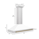 ZLINE 48-Inch Autograph Edition Wall Mounted Range Hood in Stainless Steel with White Matte Shell and Champagne Bronze Accents (KB4STZ-WM48-CB)