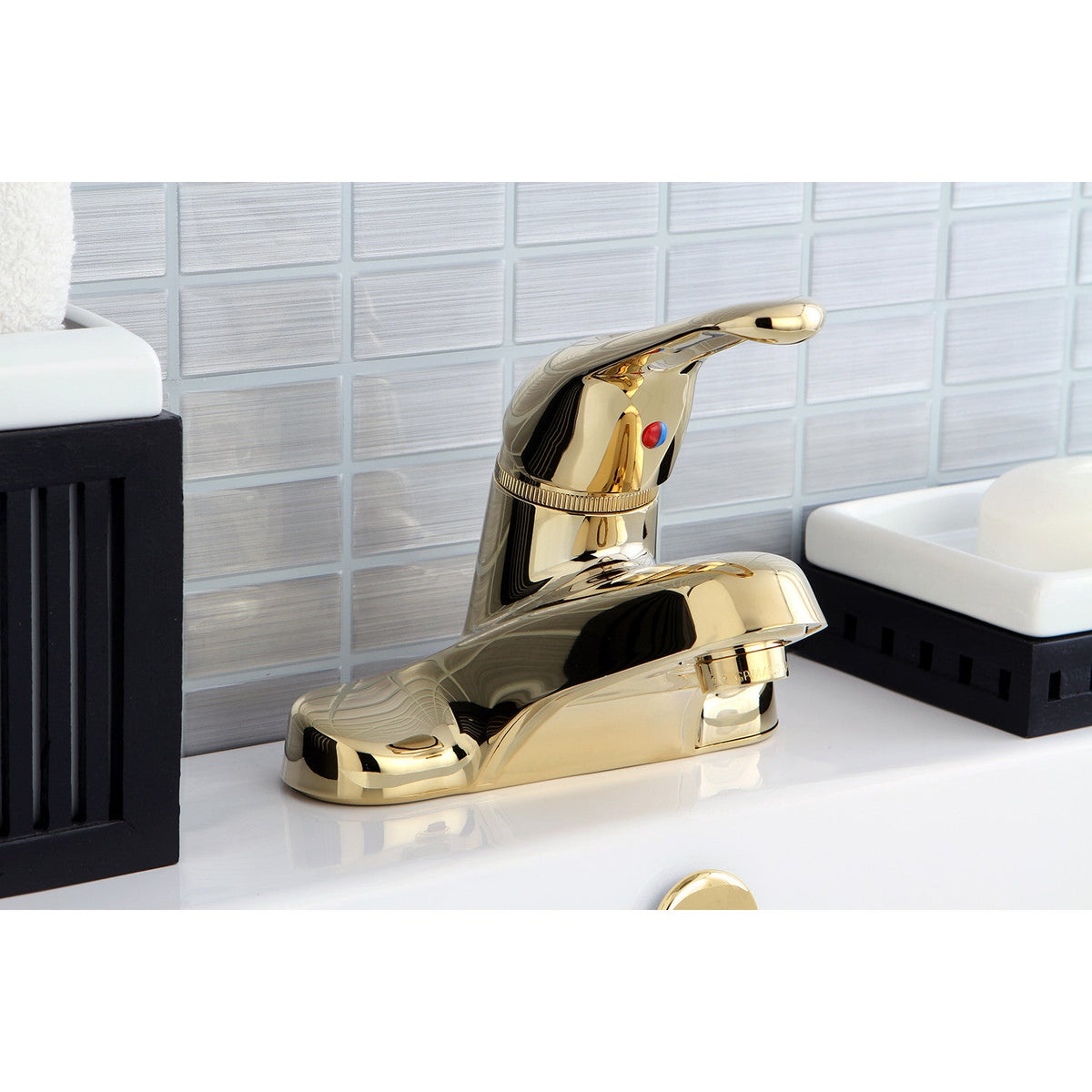 Wyndham Single-Handle 4" Centerset Bathroom Faucet with Brass Pop-Up in Polished Brass