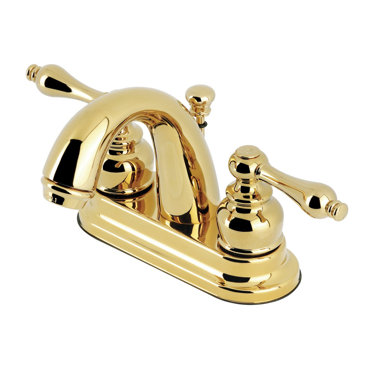 Restoration Double-Handle 4" Centerset Bathroom Faucet with Pop-Up Drain in Polished Brass