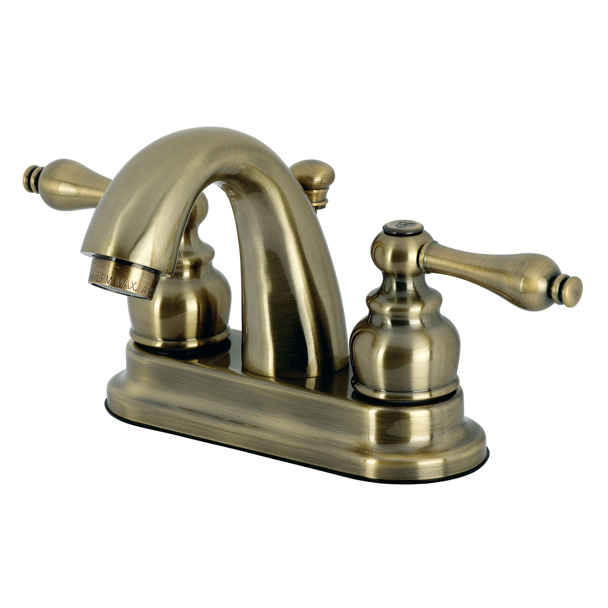 Restoration Double-Handle 4" Centerset Bathroom Faucet with Pop-Up Drain in Antique Brass