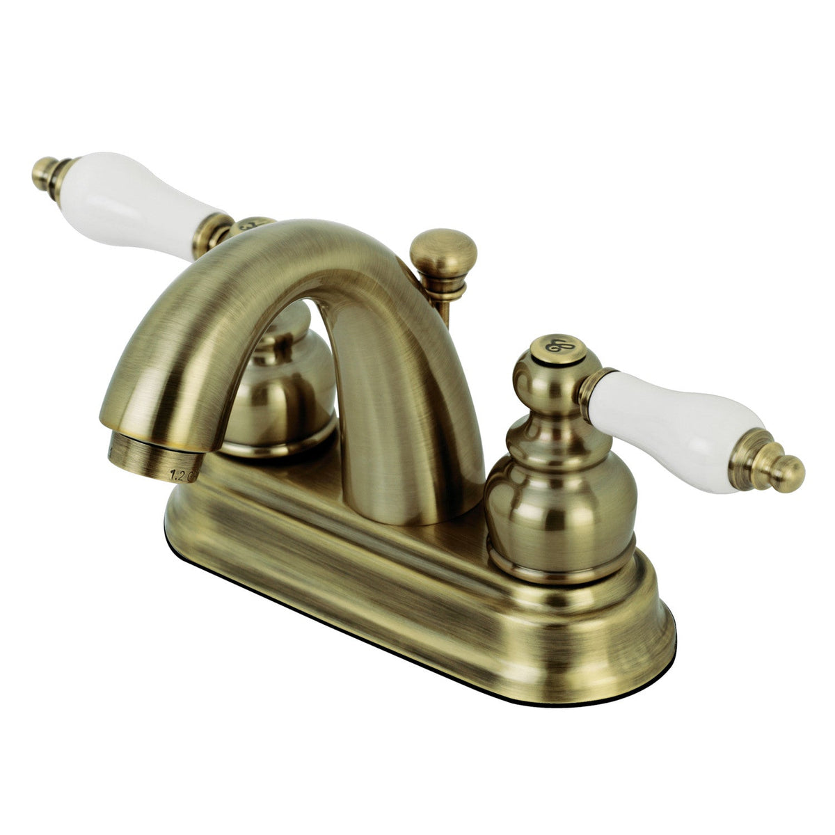 Restoration Double-Handle 4" Centerset Bathroom Faucet with Pop-Up Drain in Antique Brass