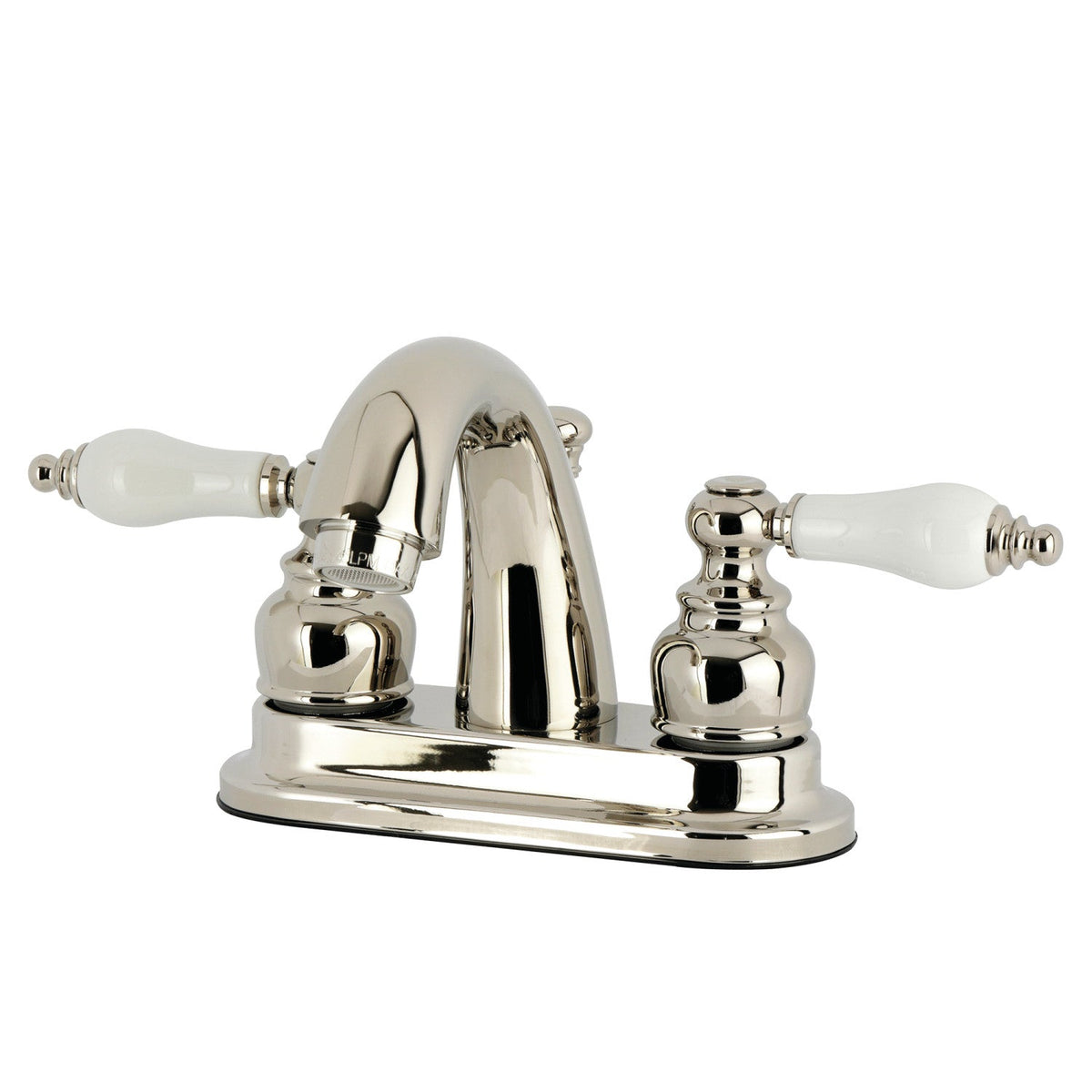 Restoration Double-Handle 4" Centerset Bathroom Faucet with Pop-Up Drain in Polished Nickel