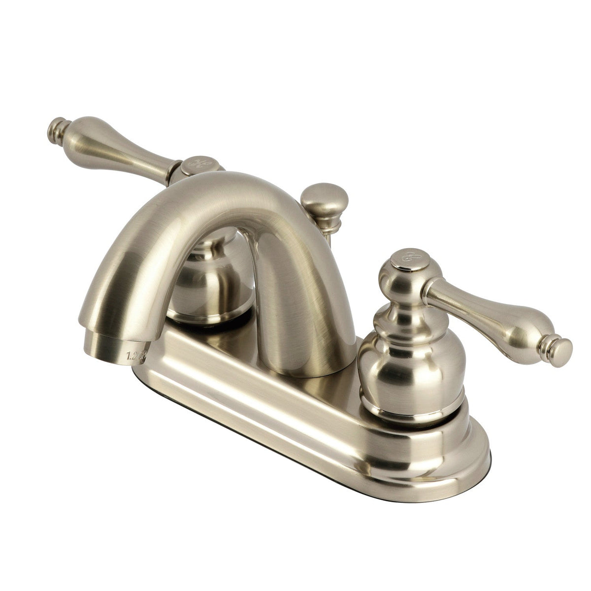Restoration Double-Handle 4" Centerset Bathroom Faucet with Pop-Up Drain in Brushed Nickel