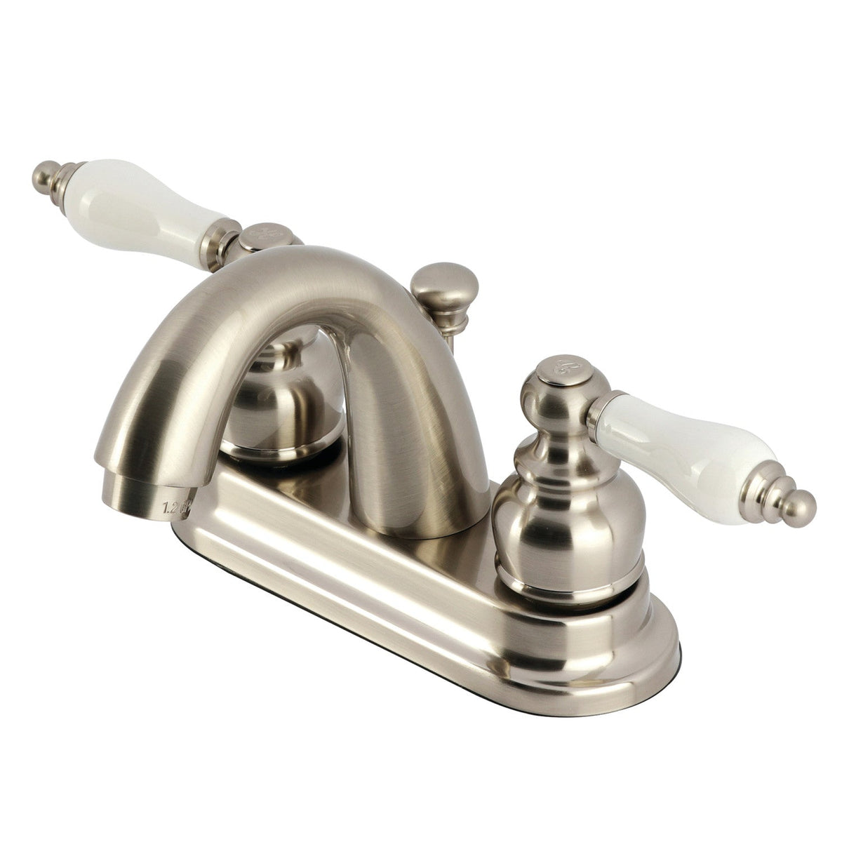 Restoration Double-Handle 4" Centerset Bathroom Faucet with Pop-Up Drain in Brushed Nickel