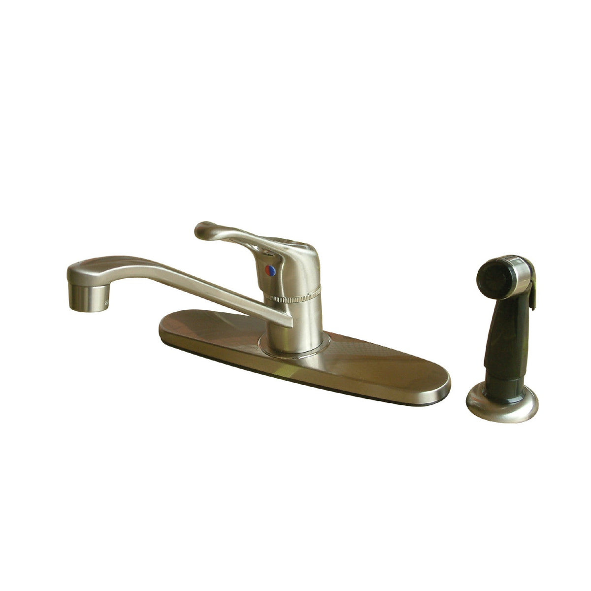 Wyndham Single-Handle 8" Centerset Kitchen Faucet with Side Sprayer in Brushed Nickel