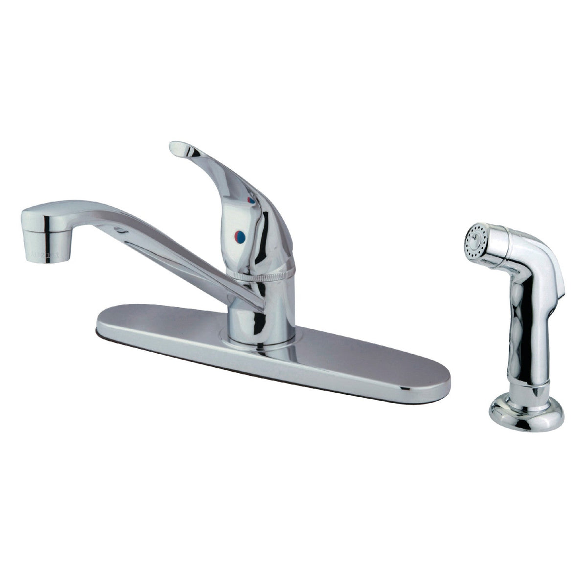 Single-Handle 8" Centerset Kitchen Faucet with Side Sprayer in Polished Chrome