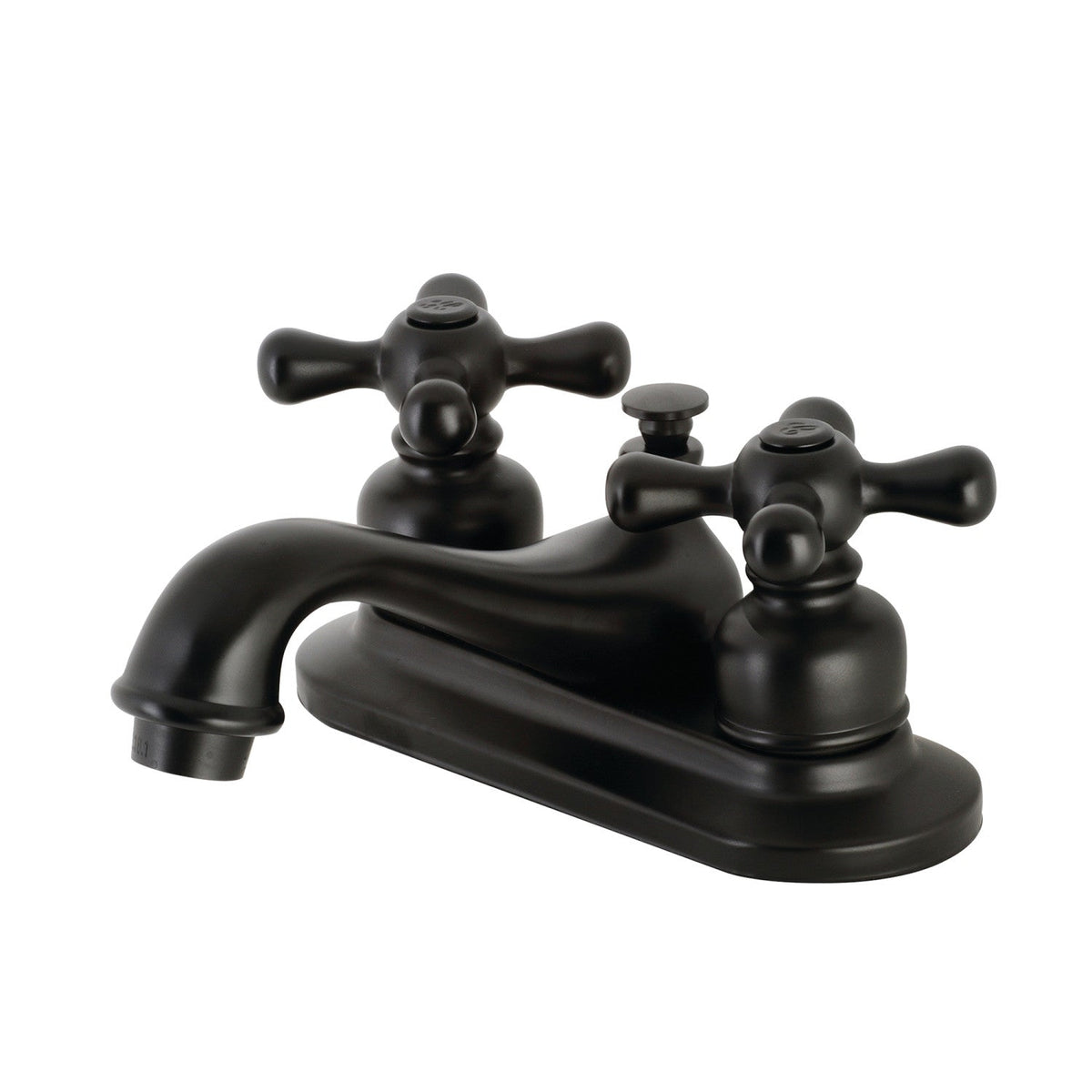 Restoration Double-Handle 4" Centerset Bathroom Faucet with Pop-Up Drain in Matte Black