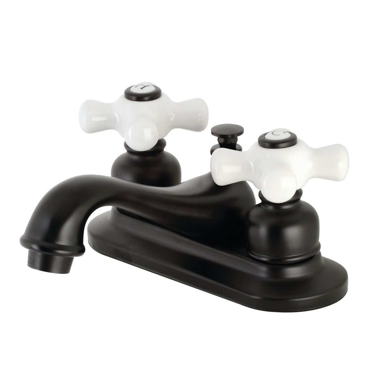 Restoration Double-Handle 4" Centerset Bathroom Faucet with Pop-Up Drain in Matte Black