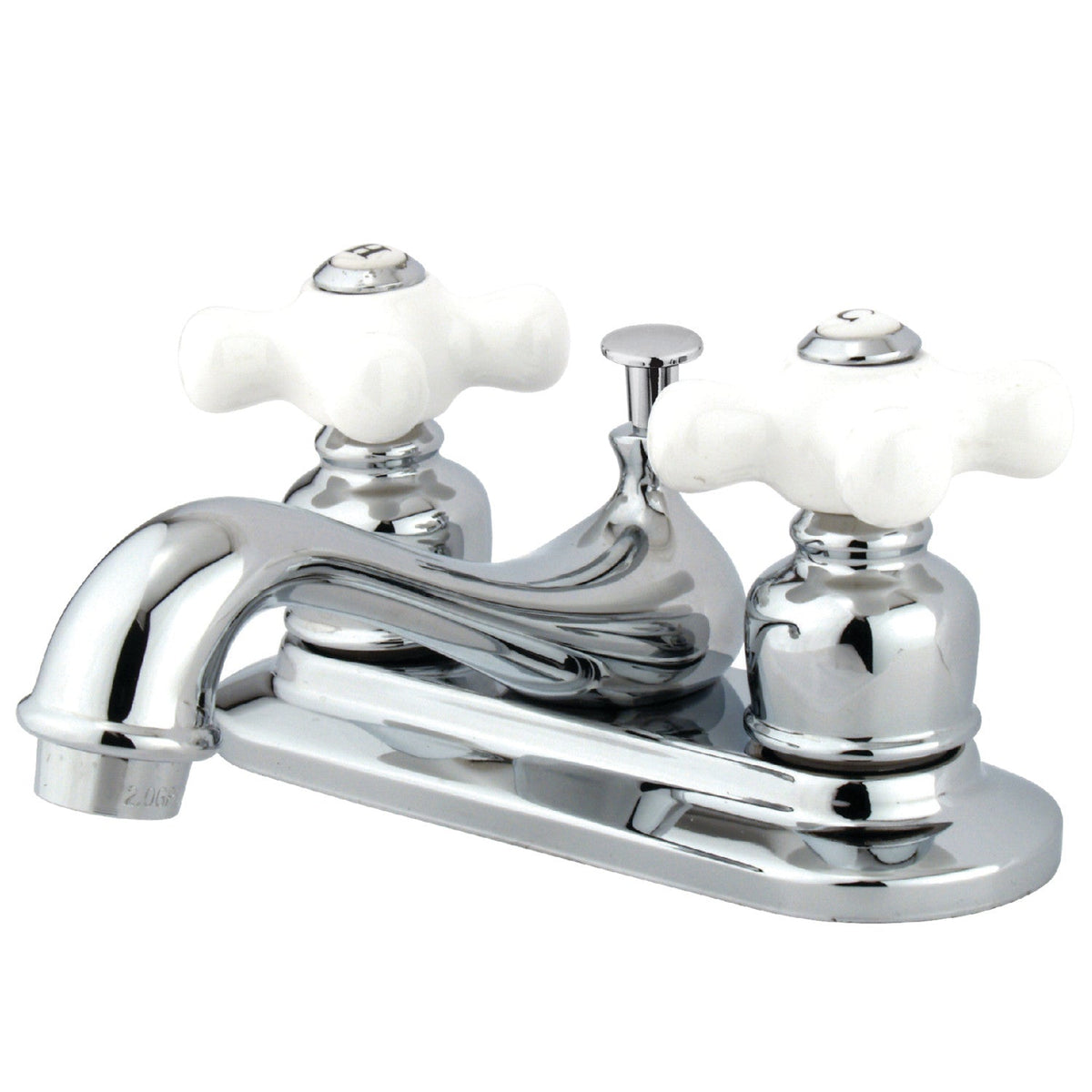 Restoration Double-Handle 4" Centerset Bathroom Faucet with Pop-Up Drain in Polished Chrome