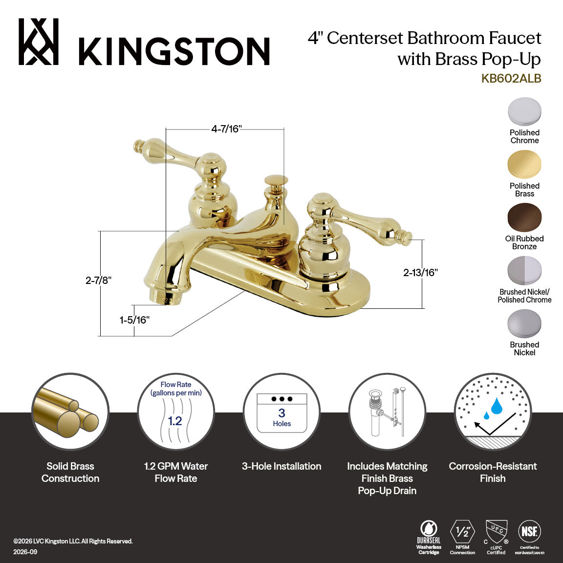 Restoration Double-Handle 4" Centerset Bathroom Faucet with Brass Pop-Up in Oil Rubbed Bronze