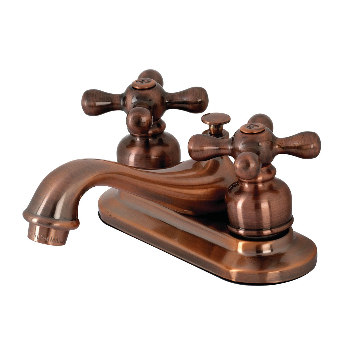 Restoration Double-Handle 4" Centerset Bathroom Faucet with Pop-Up Drain in Antique Copper