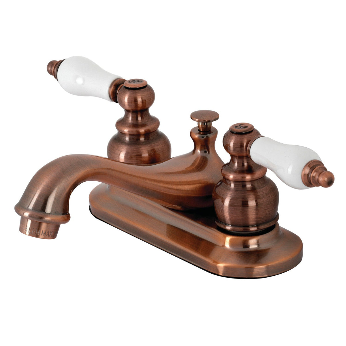 Restoration Double-Handle 4" Centerset Bathroom Faucet with Pop-Up Drain in Antique Copper