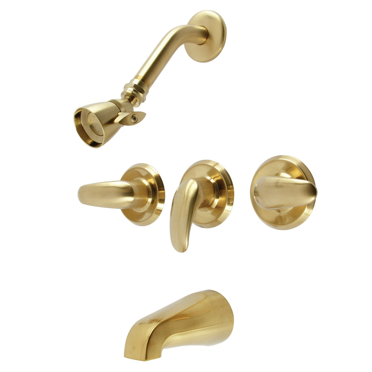 Legacy Triple-Handle Tub and Shower Faucet in Brushed Brass