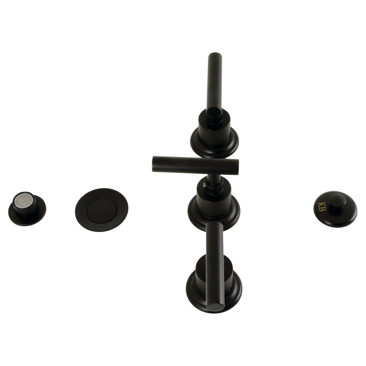 Manhattan Three-Handle Bidet Faucet with Brass Pop-Up in Matte Black