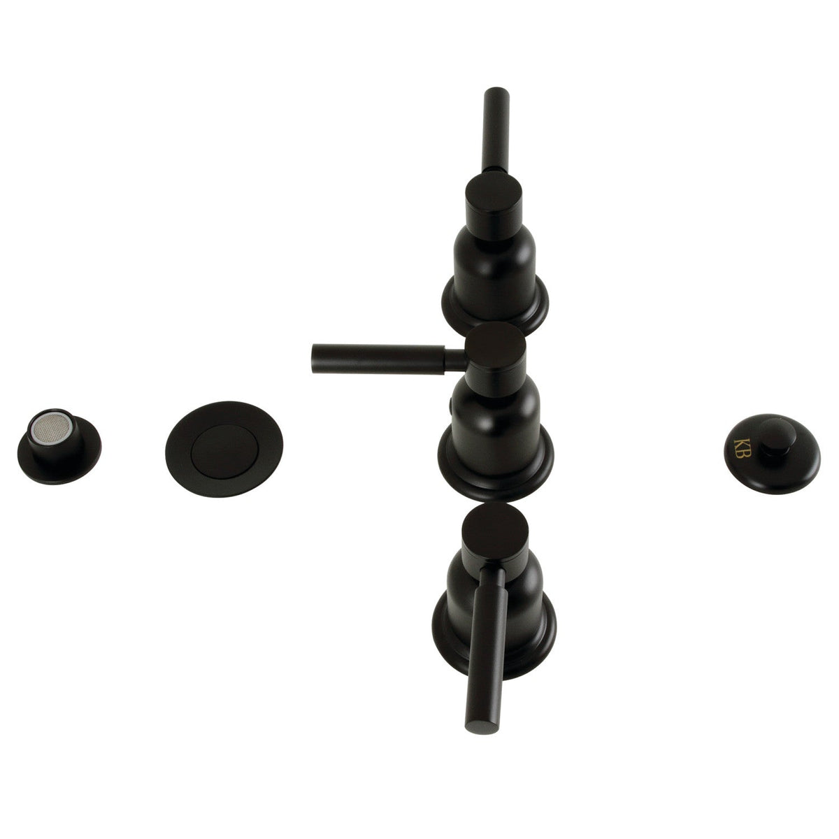 Concord Three-Handle Bidet Faucet with Brass Pop-Up in Matte Black