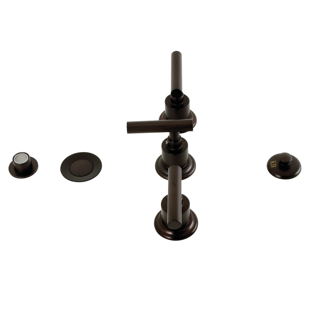 Manhattan Three-Handle Bidet Faucet with Brass Pop-Up in Oil Rubbed Bronze